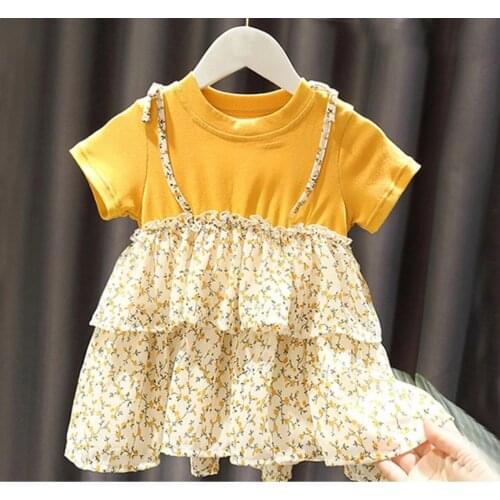 Ins summer childrens girl suspender skirt floral skirt cute dress