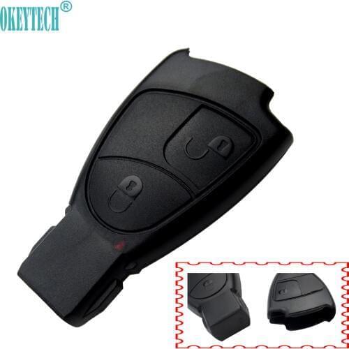 OkeyTech 2 Buttons Replacements Remote Car Key Fob Case Cover For Benz Mercedes C E S M CLS CLK GLK GL Smart Key Card No Logo