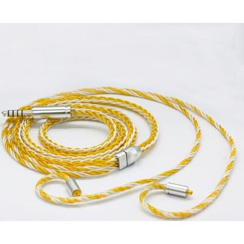 Diy earphone wire single crystal copper wire mix silver and gold plated wire 0.78mm mmcx ie80 A2DC im50