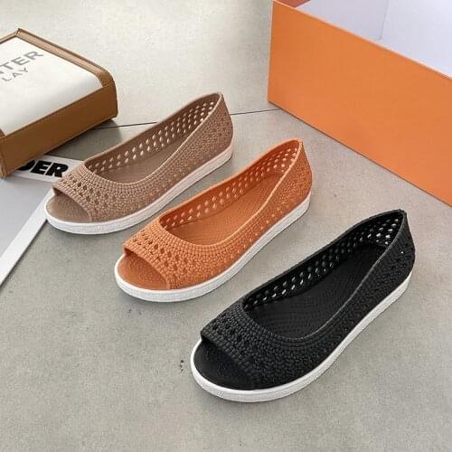 Womens Sandals Women Casual Shoes Slip on Soft heels Flat Jelly Shoes Summer Shallow Loafers Hollow Breathable Ladies Shoes New