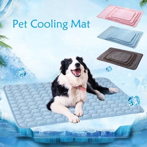 Dog Cooling Mat Pad Summer Dog Beds Mats Blue Pet Ice Pad Cool Cold Silk Moisture-Proof Cooler dog bed
