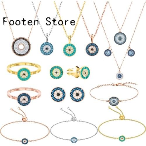 SWA Original Fashion Jewelry Charm Simple Classic Devil Eye Round Necklace Earring Bracelet Series Romantic Gift For Women