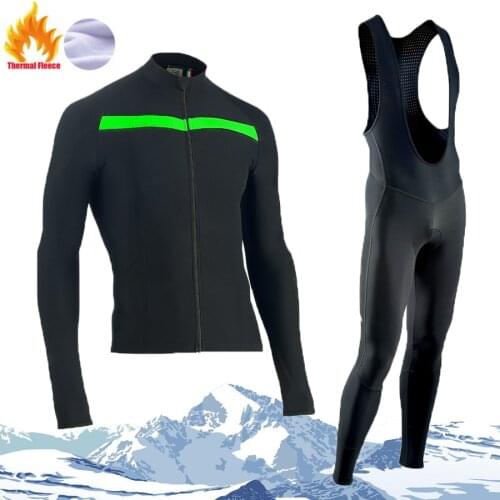 STRAVA Winter Cycling Jersey Set Thermal Fleece Cycling Clothes MTB Bicycle Clothing Keep Warm Mountain Bike Cycling Wear Suit