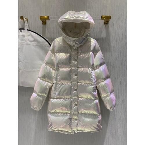 2021 Winter Luxury Design Quilted Hooded Down Chameleon White Coat