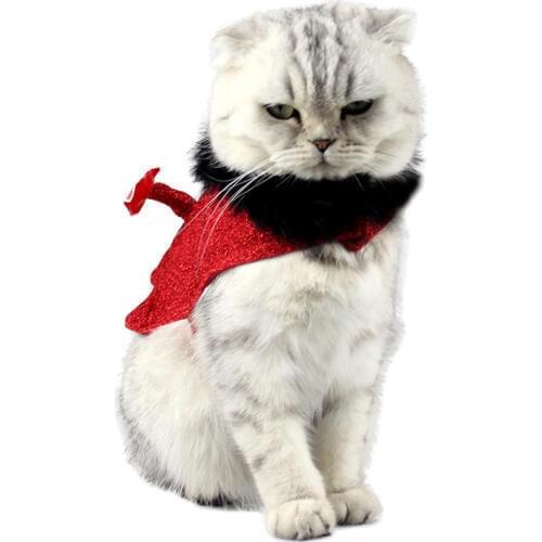 Winter Warm Red Shining Devil Tail Pet Cat Dog Halloween Costume Cosplay Cloak Shawls Cape Birthday Party Gift Pet Supplies
