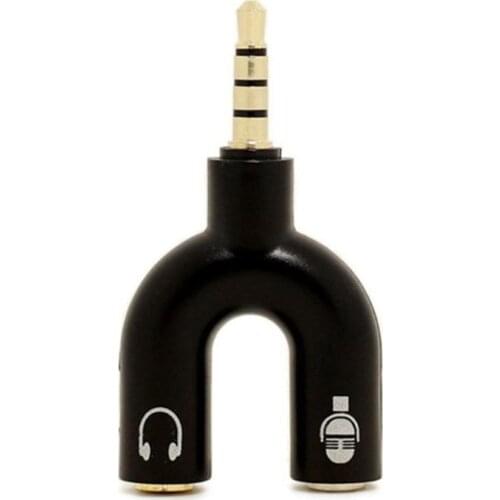 1Pc 3.5mm Portable Headphone Splitter Headphone Plug and Microphone U-shaped Adapter Stereo Splitter Audio Converter