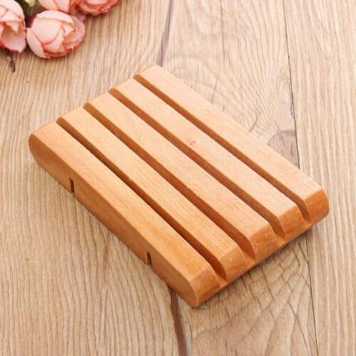 100 pcs/lot Natural Wooden Soap Tray Holder Soap Rack Plate Box Container Wooden Soap Dish Bathroom Accessories SN559