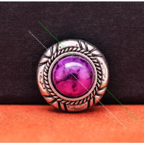 10X Antique Silver Purple Floral Rope Carved Turquoise Concho for Belt Leathercraft Horse Saddle Keyring Holster Decoration