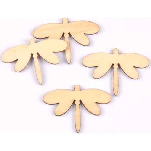15pcs dragonfly pattern Natural wooden Scrapbooking Carft for Home decoration diy handicrafts 50x35mm MT1837