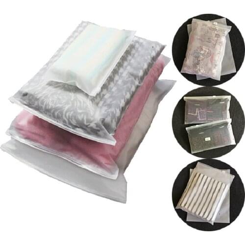 200pcs Transparent matte double zipper bag underwear clothing packing bags eva gift clothes self-sealing plastic pouch