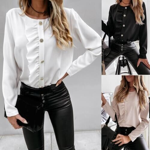 2020 Blouses & Shirts Women Fashion Long Sleeve Round Neck Camicia Women blusas mujer de moda 2020 рубашка женская