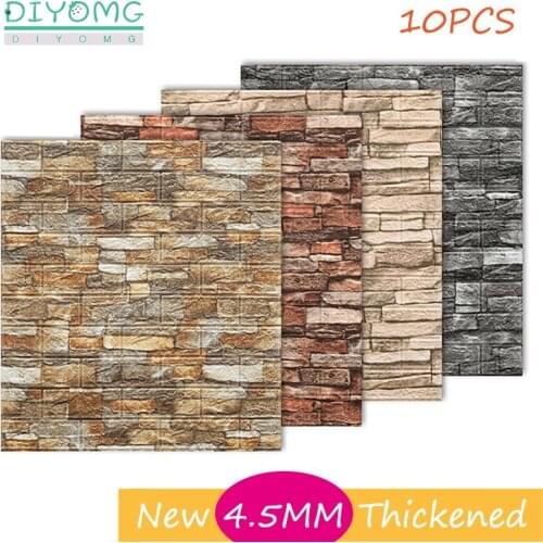 10pcs 3D Brick Wall Sticker Waterproof Self-Adhesive PVC Wallpaper for TV Background Living Room Brick Stone Tiles Wall Covering