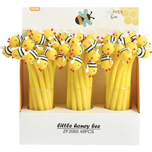 48 pcs/lot Creative Bee Bendable Gel Pen Cute 0.5 mm black Ink Signature Pens Promotional Gift Stationery School Supplies