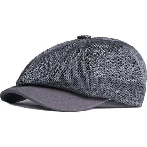 Acrylic Spring Summer Solid Mesh Berets Newsboy Caps Flat Peaked Cap Men and Women 03