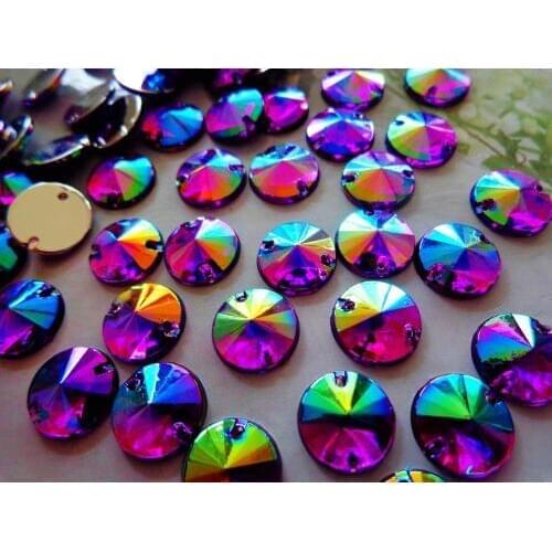 ZBROH Free shipping Round 10mm 200pcs Purple AB colour sew on Acryl crystal rhinestones accessory gemstone hand sewing beads