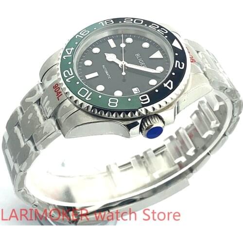 904L Stainless Steel Strap Bracelet Sapphire Glass Black Dial Black Green Bezel Automatic Winding Waterproof 100M Case Men Watch