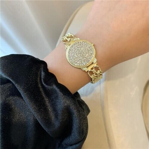 Hiphop Multi Crystal Watch Bracelets for Women/men Rock Jewelry Metal Chains Bracelet Brand Goth Bijoux 2020