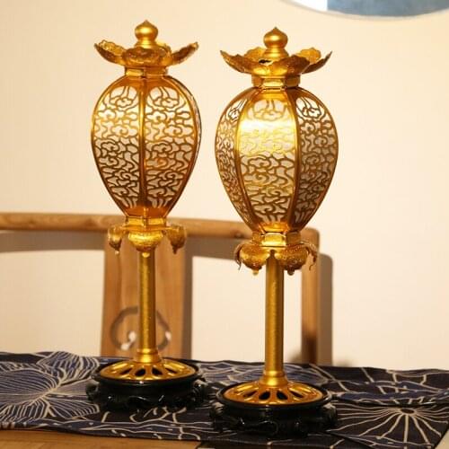 Tang Mi Buddhist temple with Japanese-style lotus palace lantern lantern lotus lamp gold for Buddha vertical lantern