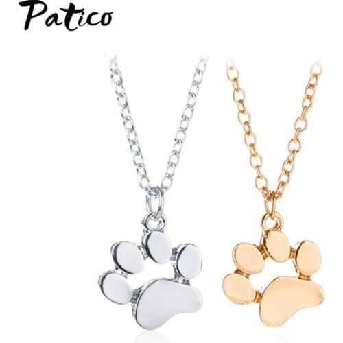 Fashion Cute Pets Dogs Footprints Paw Chain 925 Sterling Silver Pendant Necklaces Jewelry For Women Sweater Necklace Gold Color
