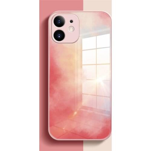 Square Liquid Silicone Watercolor Phone Case For iPhone 12 11 Pro Max Mini XS X XR 7 8 Plus SE 2020 Colorful Gradient Soft Cover