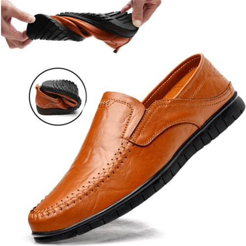 DEKABR Genuine Leather Men Casual Shoes Luxury Brand 2021 Mens Loafers Moccasins Breathable Slip on Driving Shoes Plus Size 45
