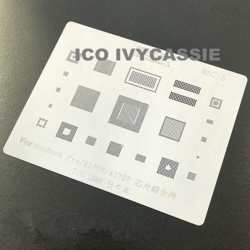 For MacBook Pro A1706 A1707 BGA Stencil Reballing IC Tin Plant Net Solder Amaoe Heat Template 0.12mm Thickness MAC:5 mac5