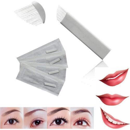 Tattoo needles 100pieces 17 pin Sterilized Stainless Steel 3D tattoo Embroidery Eyebrow Permanent Makeup Needles Blade Hot Sale