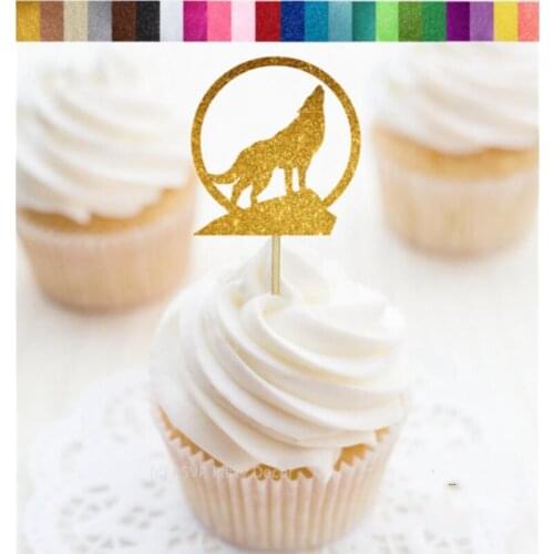 Custom Wolf Cupcake Toppers, Werewolf Food Picks,Wolf Party Decorations,Personalised Halloween cake Toppers,Wolf Howling to Moon