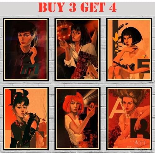 Classic Movie Heroines Poster Kraftpaper Homedecal Art Painting Abstract Fancy Wall Sticker 42X30cm