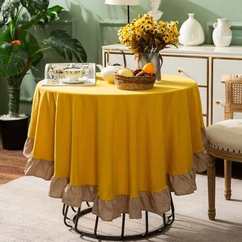 Ruffle Patchwork Round Tablecloth European Hotel Restaurant Home Bedside Coffee Table Cloth Wedding Decoration Mantel Mesa Nappe