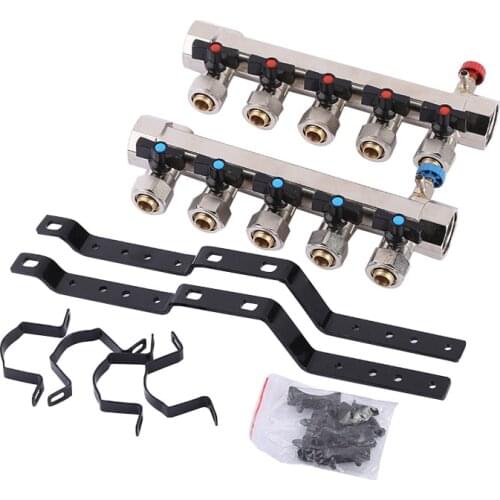 Brass Water Heating Distribution Manifold Underfloor Heating & Cooling - Manifolds 2-10 way