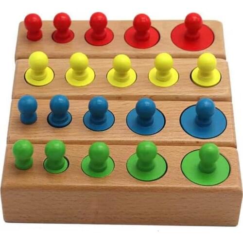 New Pattern Montessori Colour Cylinder Socket Puzzles Toy Baby Practice And SensesPreschool Educational Wooden Toys For Children