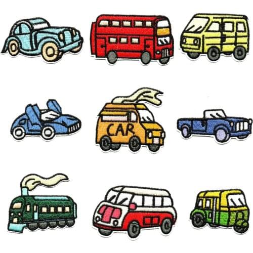 Cartoon car bus train Patches Sewing Embroidered Applique Sewing Iron On Badge children Clothes Garment Apparel Accessories