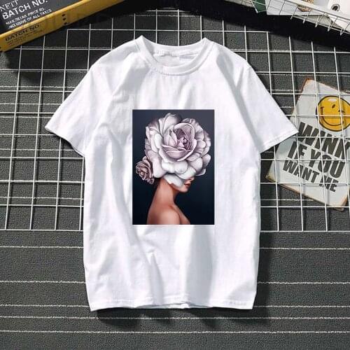 New 2021 Harajuku Shirt Aesthetics Clothes Sexy Flowers Print Funny Women Tshirts Short Sleeve Tees Fashion Casual Loose Tops