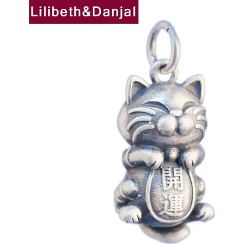 Diy Cute Kitten Cat Charm Necklace Pendant Real 925 Sterling Silver Fashion Vintage Fine Jewelry Women Men 2021 Free Shipping P6