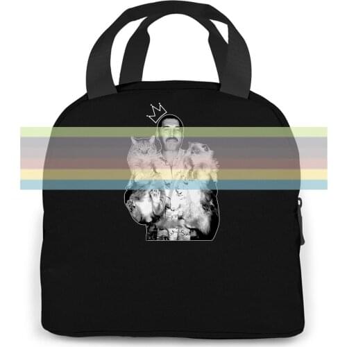 QUEEN Freddie Mercury Hugging Kitten Lovers Black Stock women men Portable insulated lunch bag adult