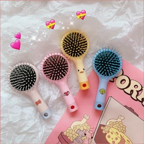 Magic Handle Comb with Mirror Anti-static Massage Hair Brush Tangle Detangle Shower Massage Hairbrush Comb Salon Hair T0602