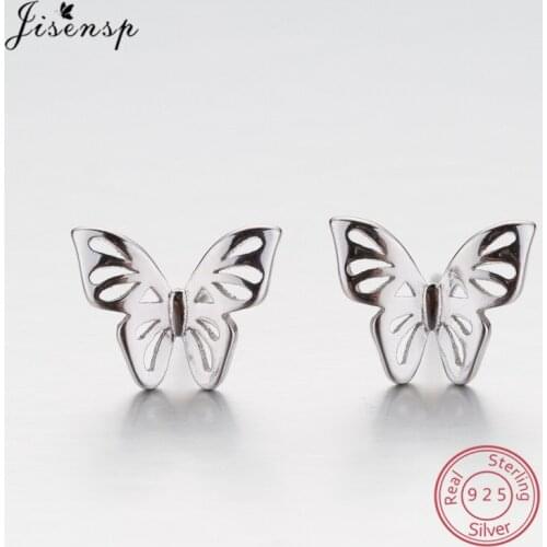 Korean Style 925 Sterling Silver Butterfly Stud Earrings for Women Girls Kids Animal Small Earings Student Jewelry Accessories