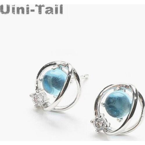 Uini-Tail hot new 925 sterling silver fresh dream planet earrings simple personality fashion dynamic compact sweet earrings