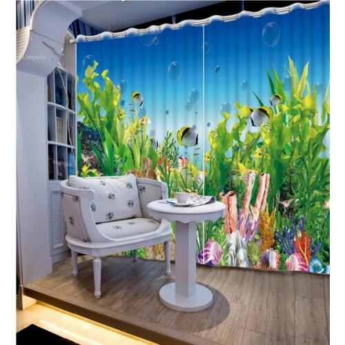 Home Decoration 3D underwater world Curtains For Bedroom Living room 3D Design Window Curtain Blackout Sheer Curtain