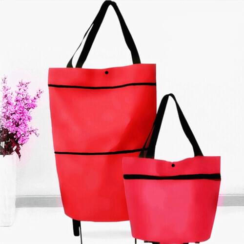 Folding Shopping Pull Cart Trolley Bag With Wheels Foldable Shopping Bags Reusable Grocery Bags Food Organizer Vegetables Bag
