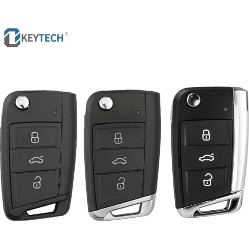 OkeyTech 3 Buttons Flip Folding Remote Control Car Key Shell for VW Gollf MK7 Skoda Octavia Seat Golf 7 Polo Passat Mk2 Touran