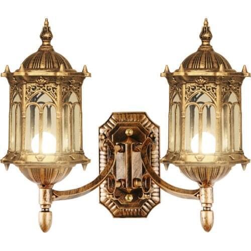 European style double heads outdoor wall lamp exterior wall wall lamp retro villa waterproof courtyard balcony wall lamp