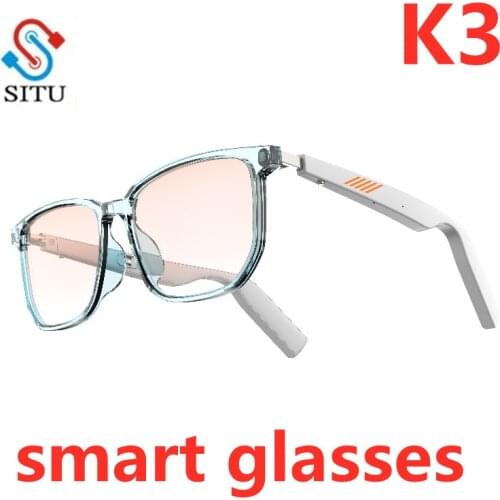 2020 New fashion bluetooth mobile phone smart glasses voice call music anti blue light UV400 intelligent white Unisex eyeglasses