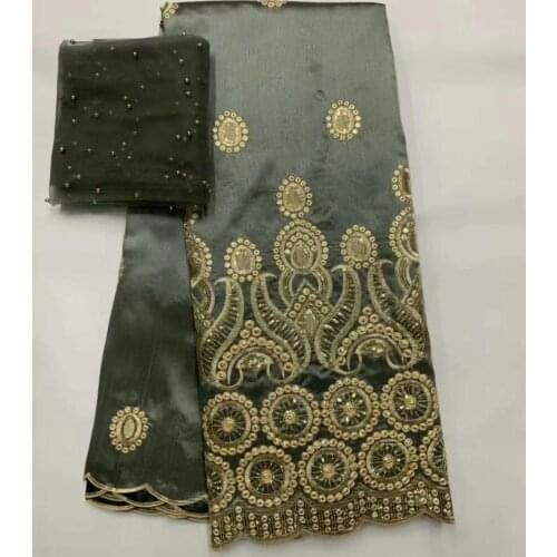 Embroidered George Lace Fabric With BLouse For India Wedding 2020 Latest Fashion Gold Line Guipure George Laces With Sequins 7Y