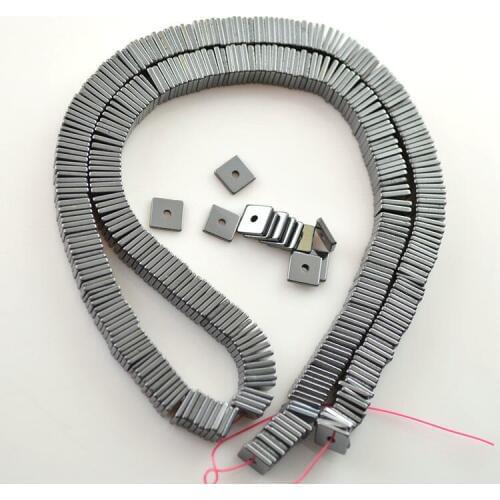 High Quality Square Shape Hematite Spacer Beads 16'' For Jewelry Making Materials 5pc/lot