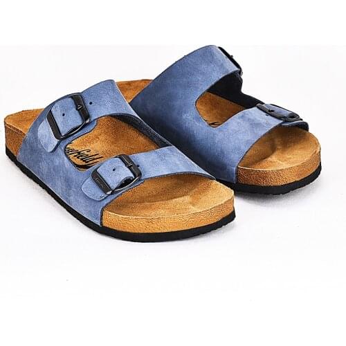 Moosefield Genuine Leather Blue Women 'S Slippers