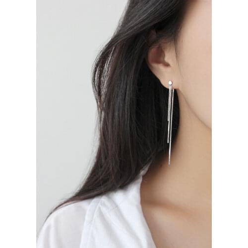 925 sterling silver long tassel drop earrings for women party gifts, fashion gold color chains earings silver 925 fine jewelry