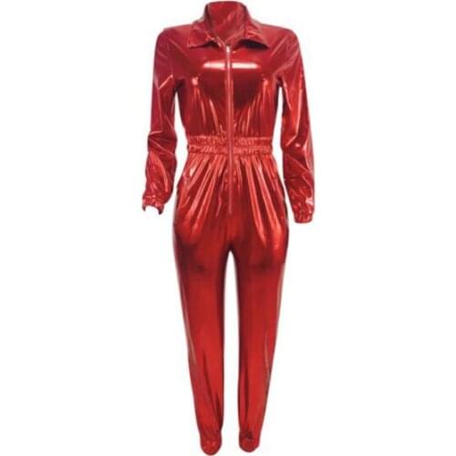 One Piece Outfit Women Plus Size Summer Jumpsuits Womens Suits Plus Size Red Wetlook Bodysuit Rompers Overalls