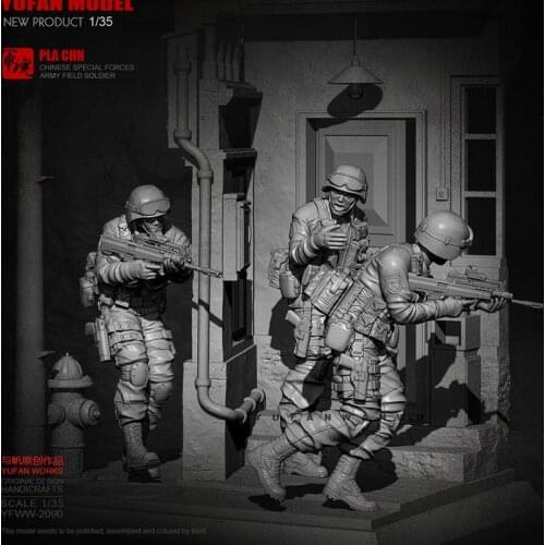 1/35 YUFAN PLA Combat Team with Three People with Scene Resin Soldiers YFWW-2090